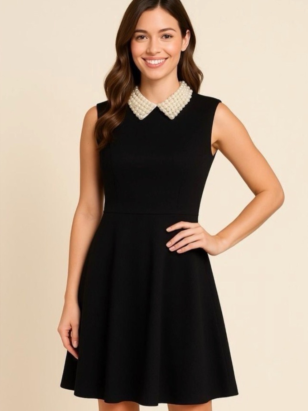 Betsey Johnson Collar Black Sleeveless Fit & Flare Dress